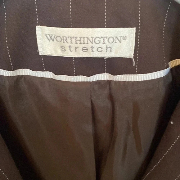 Worthington brown pinstripe blazer size medium business casual - Picture 2 of 8